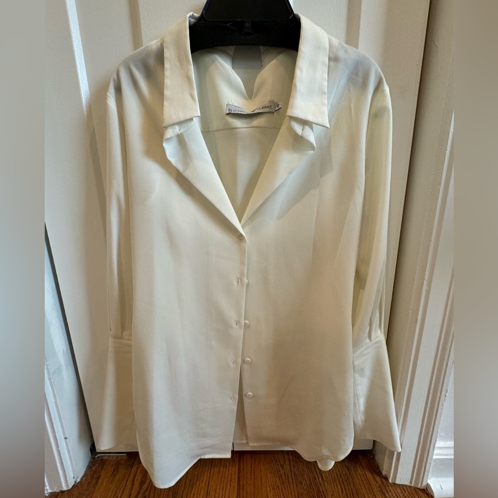 Silk Off White Long Sleeve Button Down
